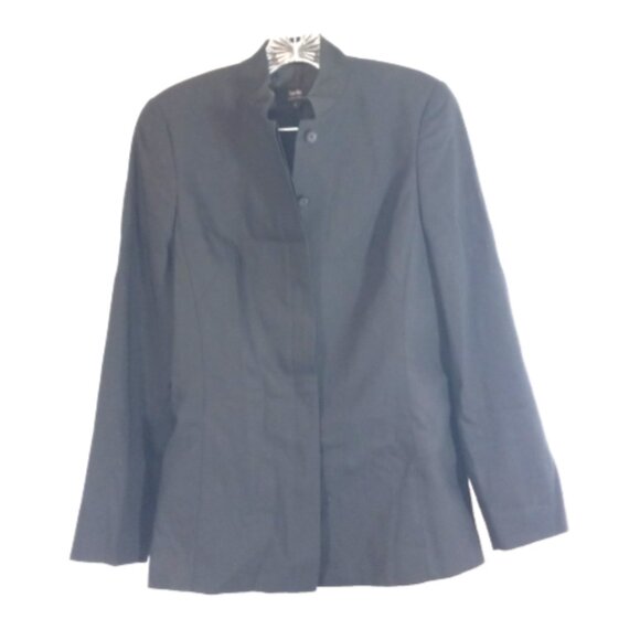 Zanella Blazer SZ 4 Black NWOT ITALY Hidden Button Row Nehru Collar  Lined - Picture 4 of 13